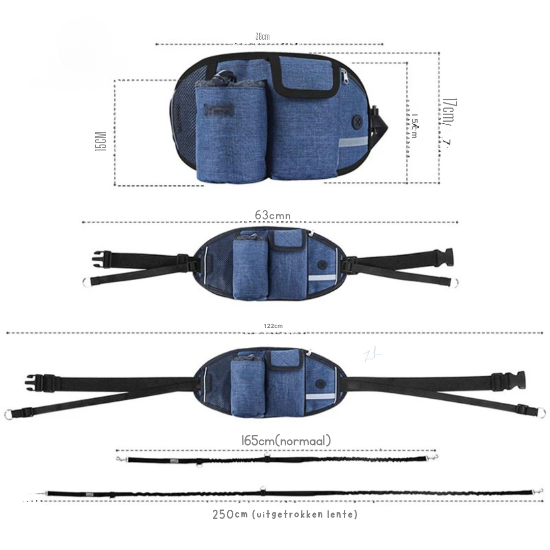 Luxbie GlideLine — Handsfree hondenriem + heupbelt